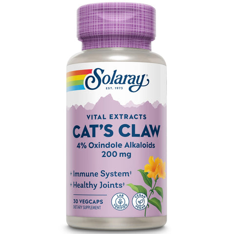 Solaray Cats Claw Bark Extract 200mg | 4% Oxindole Alkaloids | Healthy Immune & Joint Function Support | 30 VegCaps