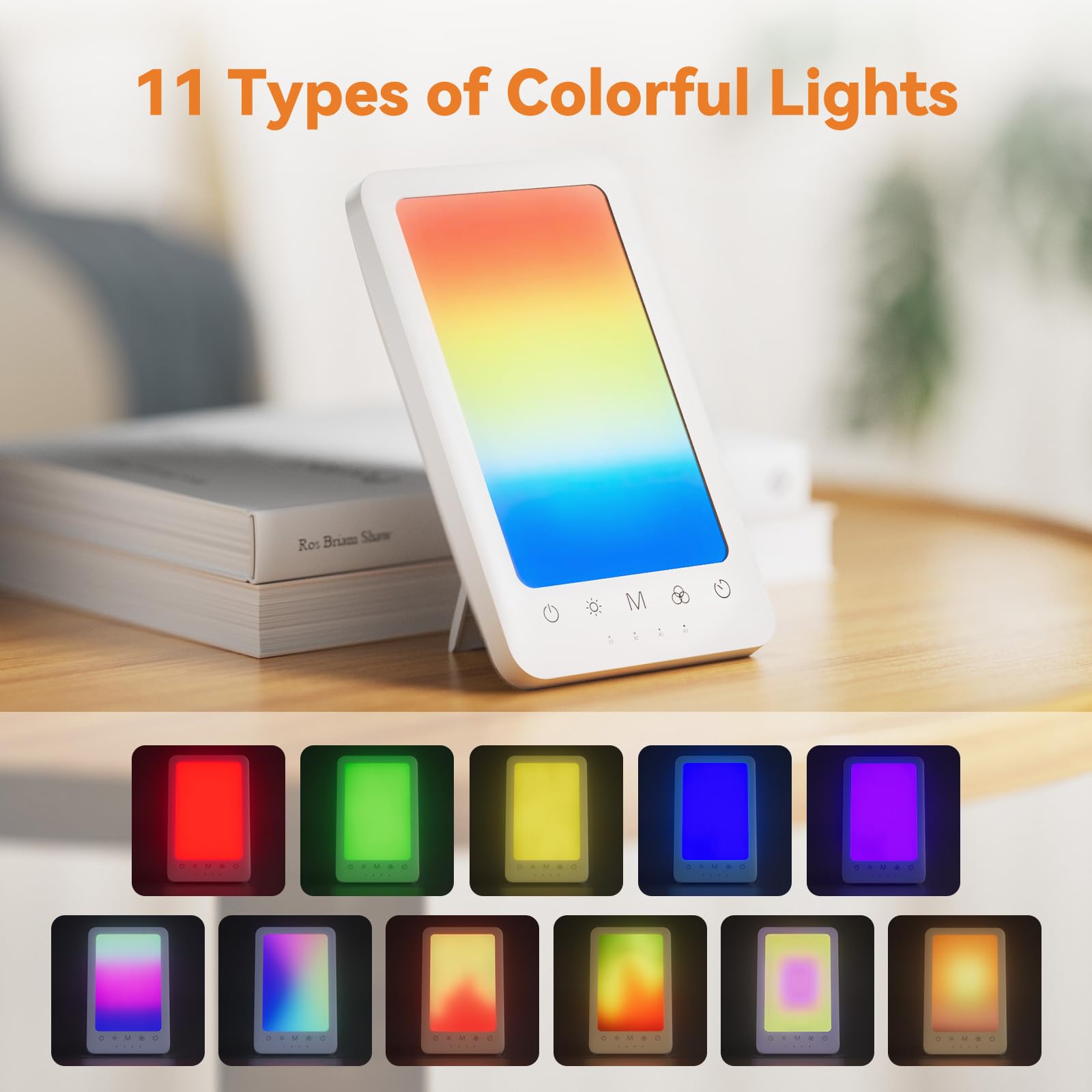 LASTAR Light Therapy Lamp, 10000 Lux Sun Therapy Light with 4 Color Temperature & 11 Colored Lights, Portable Sunlight Lamp with