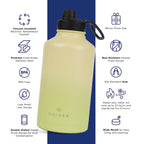SOLARA Insulated Water Bottle 2000ml, Hot Water Bottle, Thermosteel Water Bottle for Travel, Home, Office, School, Gym, Adults,