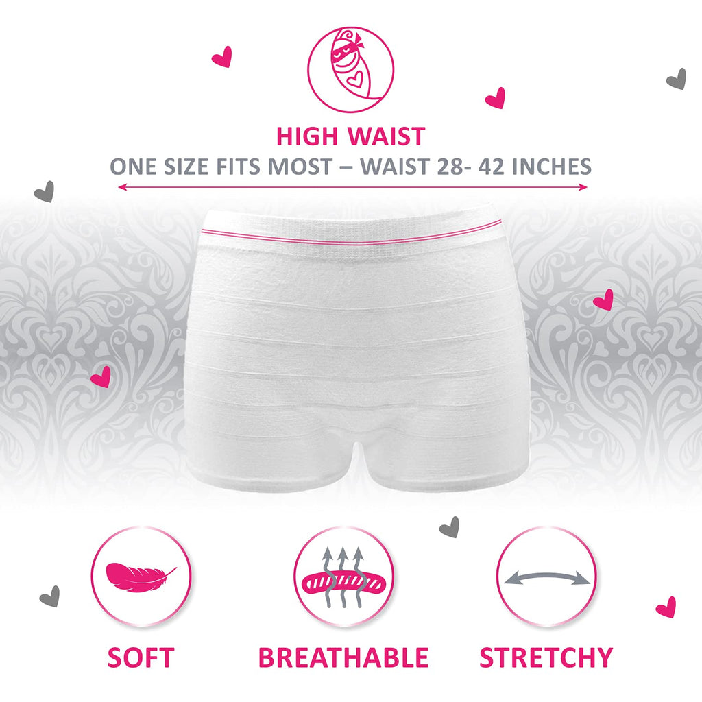Ninja Mama Disposable Postpartum Underwear (Without Pad) with Storage Pouch. Washable Mesh Panties for Women (5 Count). Labor an