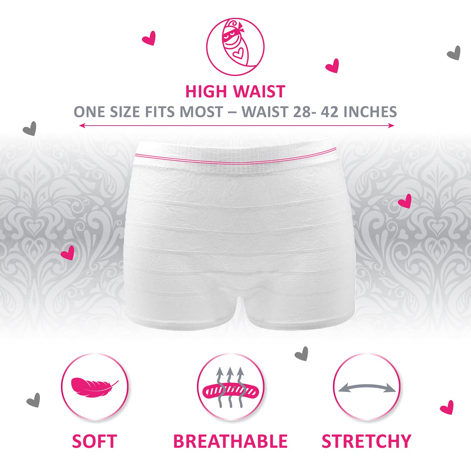 Ninja Mama Disposable Postpartum Underwear (Without Pad) with Storage Pouch. Washable Mesh Panties for Women (5 Count). Labor an