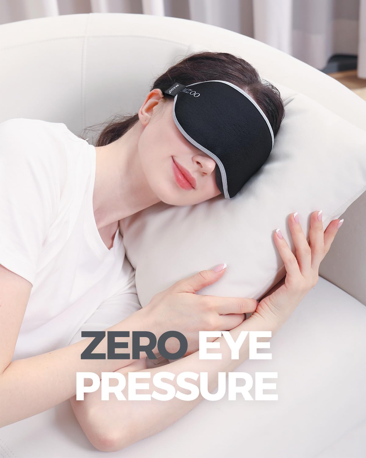 MZOO Luxury Sleep Mask for Back and Side Sleeper, Completely Block Out Light Sleeping Eye Mask for Women Men, Zero Eye Pressure
