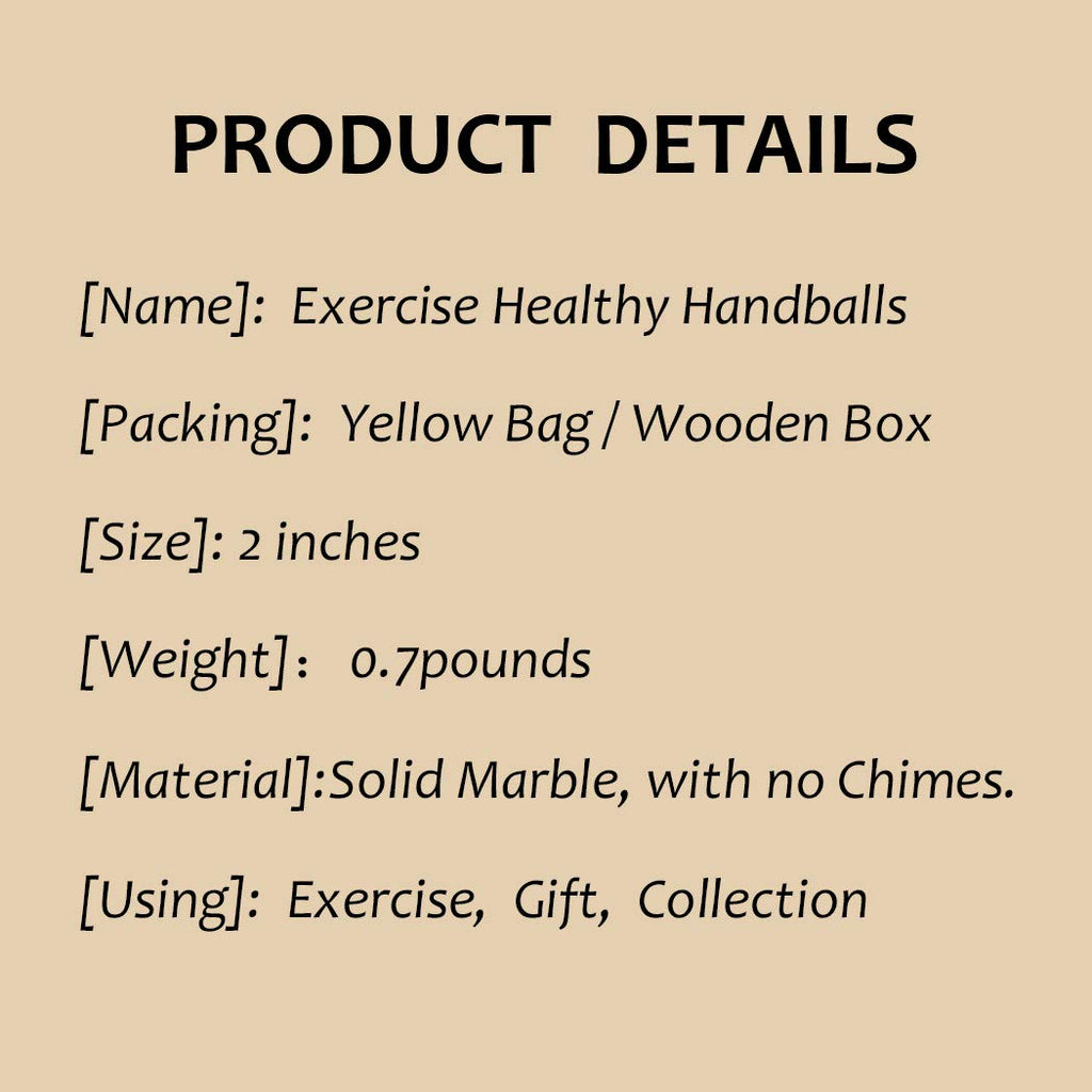 BRABUD 2 Dark Grey Marble Ball Exercise Massage Balls Health Stress Relieve Hand Exercise Baoding Balls BS020