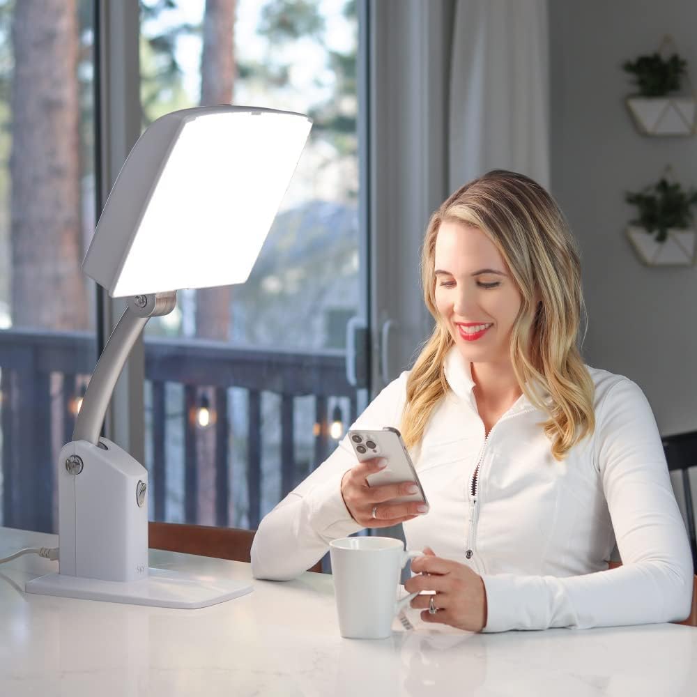 Carex Day-Light Sky Bright Sunlight Therapy Lamp, 10000 LUX Therapy Lamp at 12 Inches, LED Bright White Light with Adjustable He