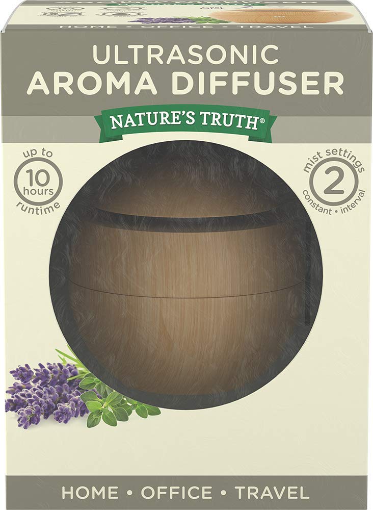 Natures Truth Ultra-Sonic Aromatherapy Elegant Wood-Look Diffuser w/USB Adapter