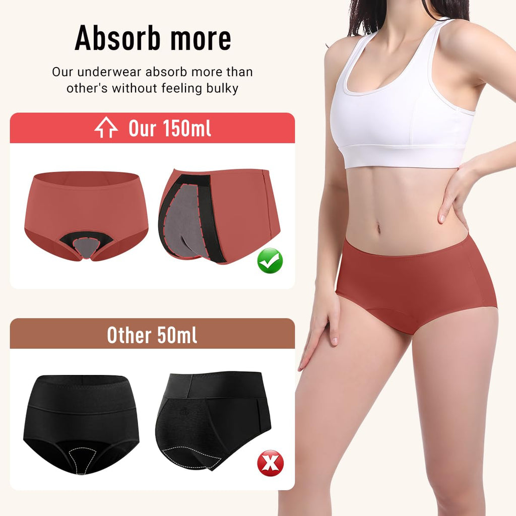 Carer Incontinence Underwear for Women Washable Womens Incontinence Panties 150ml High Absorbent Leak Proof Underwear for Women