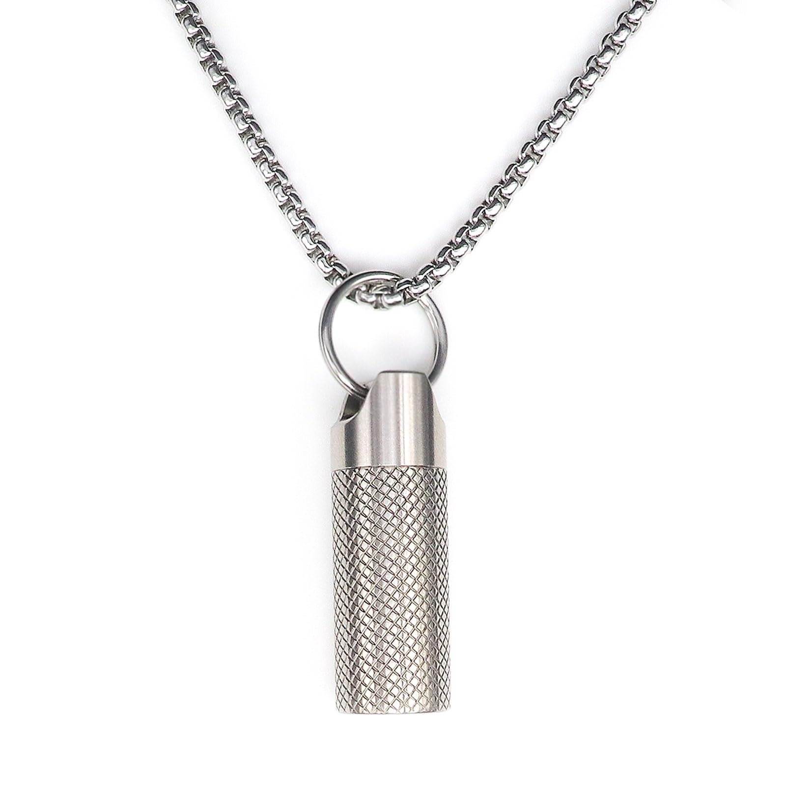 Small Pill Box Titanium Pill Fob Necklace Nitro Mini Waterproof Pill Holder Lightweight Survival Case Keychain Pill Case Necklac