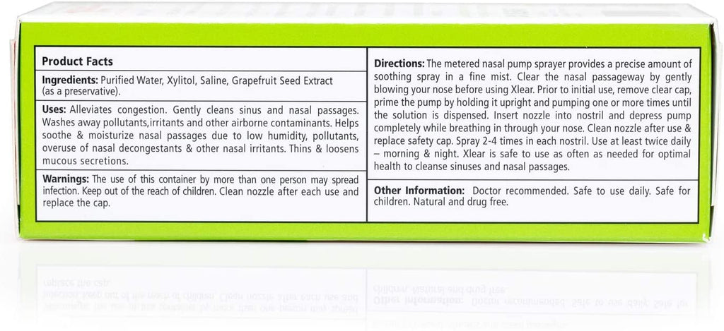 Xlear Nasal Spray, Natural Saline Nasal Spray with Xylitol, Nose Moisturizer for Kids and Adults, 1.5 fl oz (Pack of 12)