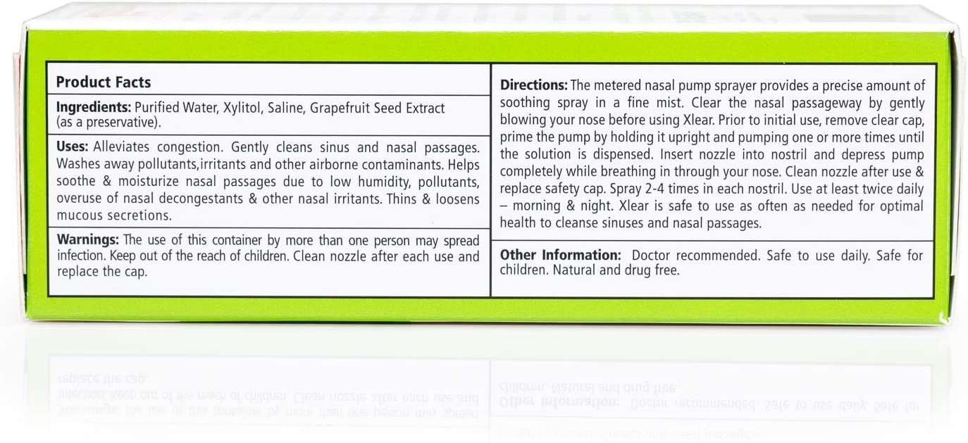 Xlear Nasal Spray, Natural Saline Nasal Spray with Xylitol, Nose Moisturizer for Kids and Adults, 1.5 fl oz (Pack of 12)