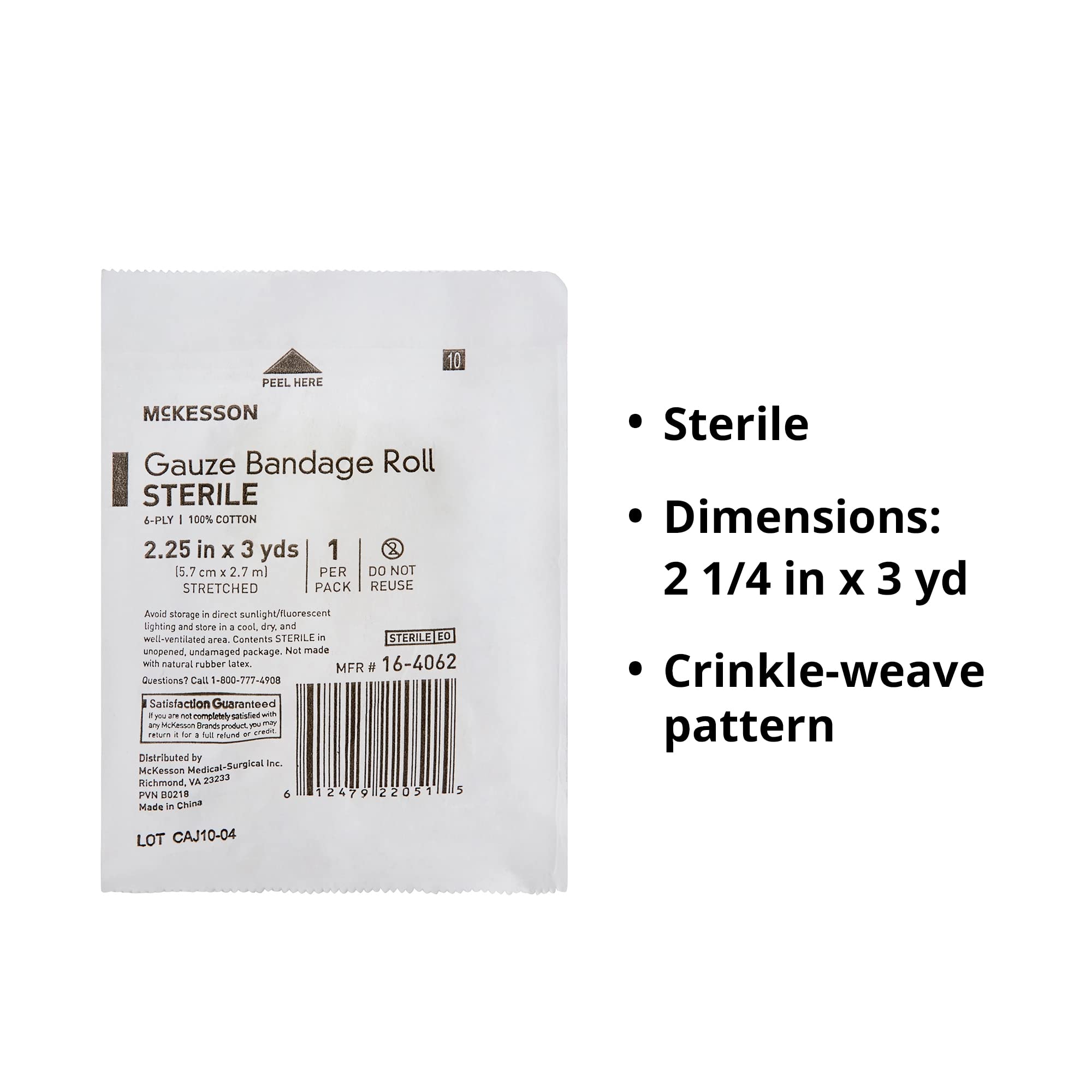 McKesson Gauze Bandage Rolls, Sterile, 6-Ply, 2 1/4 in x 3 yds, 96 Count