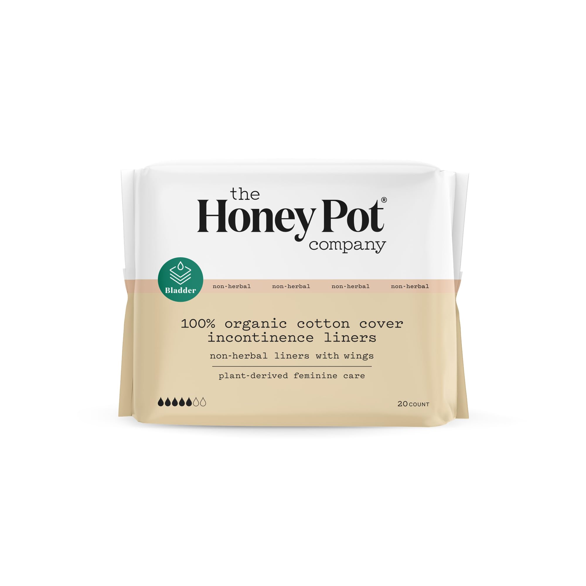 The Honey Pot Company - Non-Herbal Incontinence Panty Liners with Wings - Organic Pads for Women - Cotton Cover, and Ultra-Absor