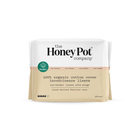 The Honey Pot Company - Non-Herbal Incontinence Panty Liners with Wings - Organic Pads for Women - Cotton Cover, and Ultra-Absor