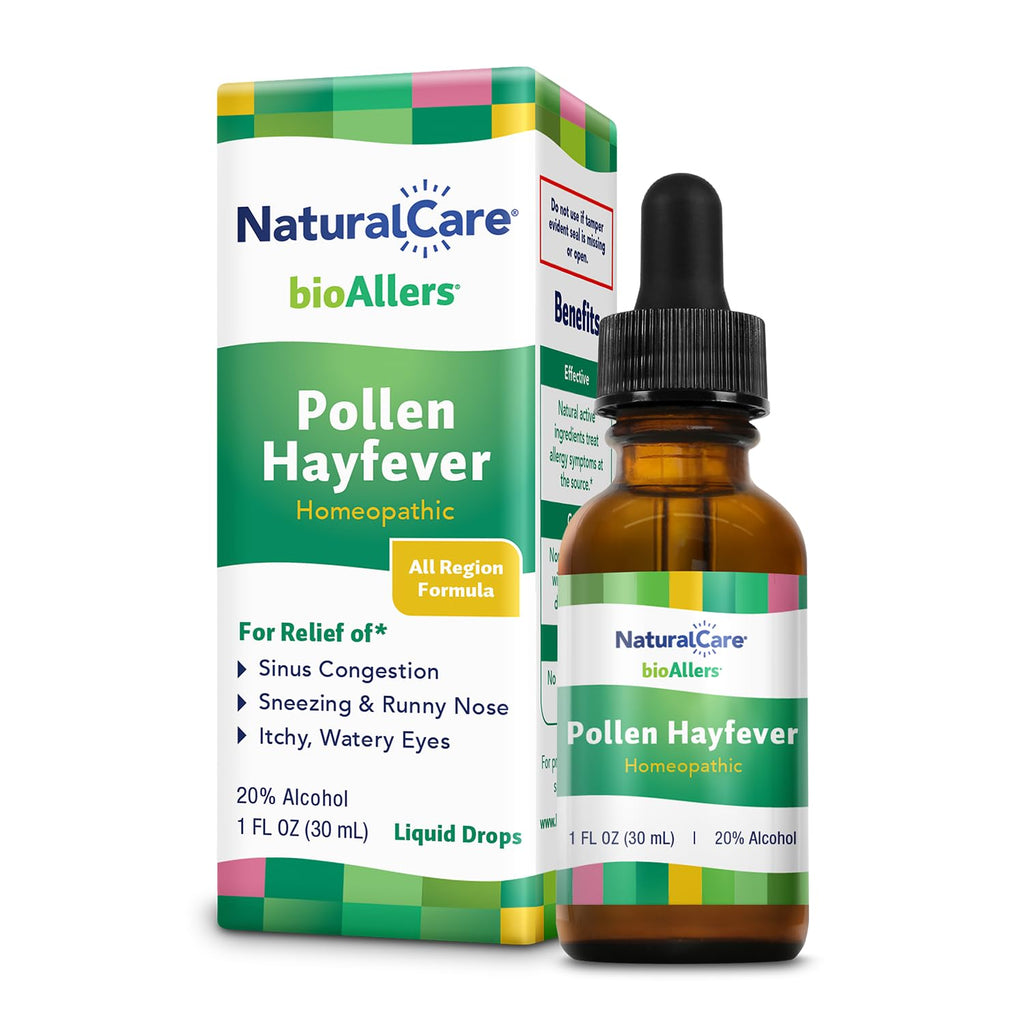 NaturalCare Pollen Hayfever Homeopathic Liquid Drops by bioAllers, 1 Fl Oz | May Provide Support Through Sneezing, Congestion, I