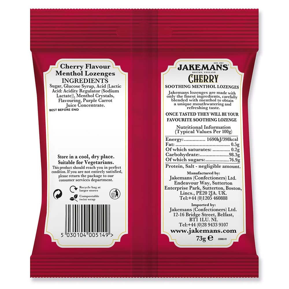 Jakemans Chrry Menthol (B Size 30ct Jakemans Berry Menthol (Bag) 30ct