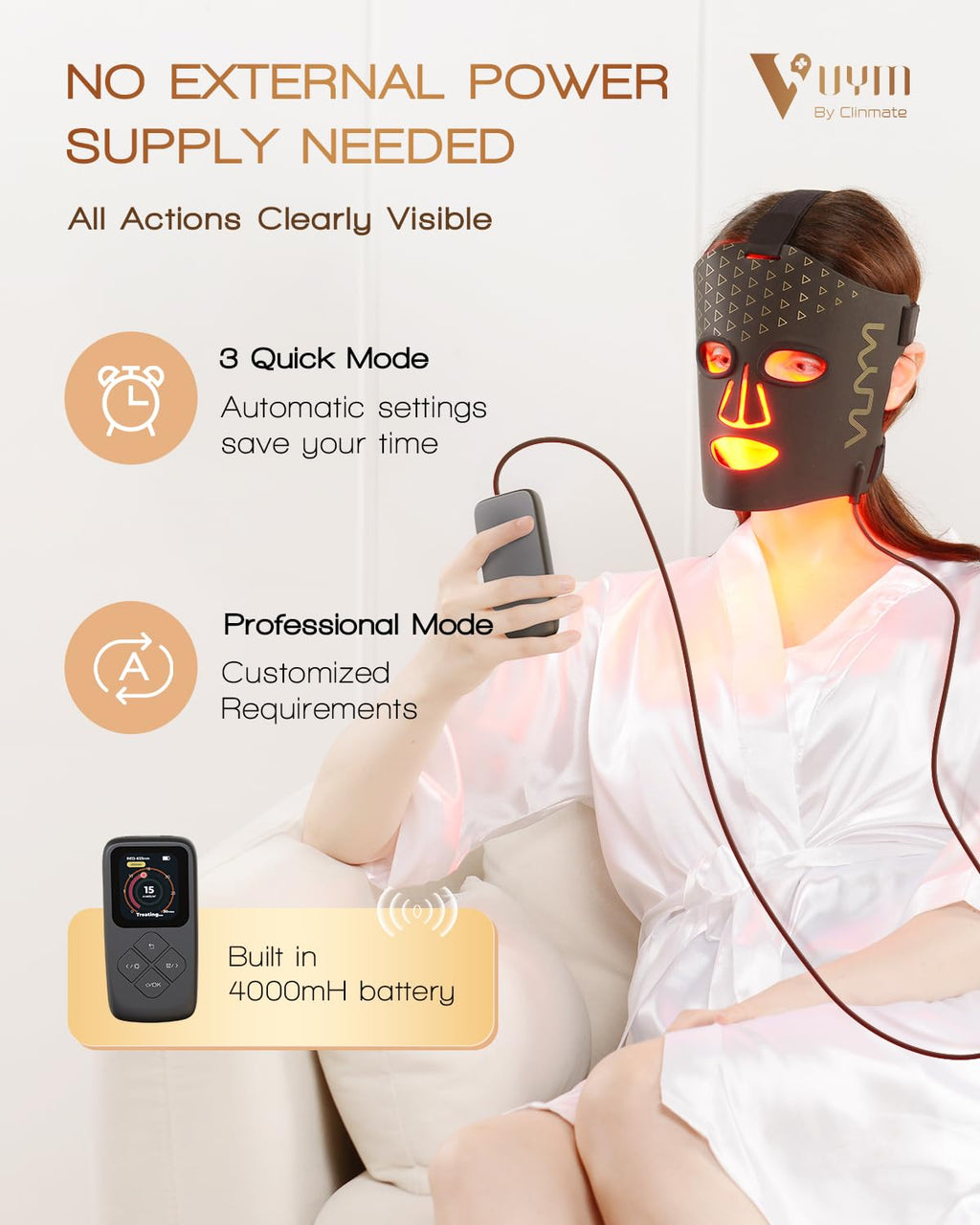 VYM Red Light Therapy for Face: High-Energy Super Lightweight 292 LEDs Cordless Professional Light Therapy Mask Infrared LED Fac