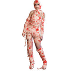Preboun Halloween Mummy Bandage Wrap Bloody Gauze Zombie Makeup Props Creepy Costume Bandage Cosplay Party(Red,32.81 ft X 5.91 I