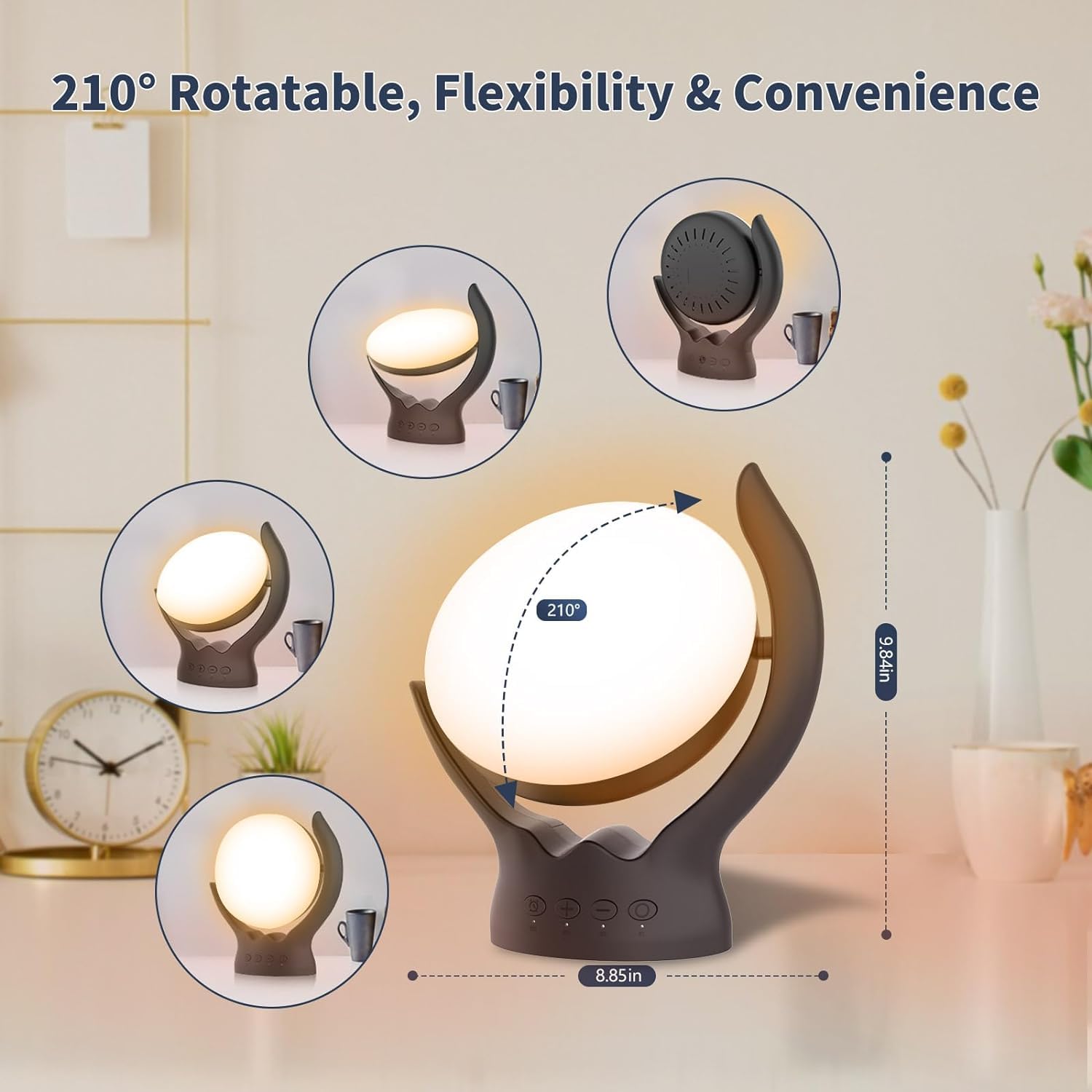 Voraiya Light Therapy Lamp, UV-Free 10000 Lux Therapy Light, Rotatable Happy Sunlight Lamp with 5 Brightness & 3 Color Temperatu