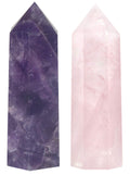 Luckeeper Healing Crystal Wands  2 Amethyst Crystal, Rose Quartz Crystal Points 6 Faceted Reiki Chakra Meditation Therapy
