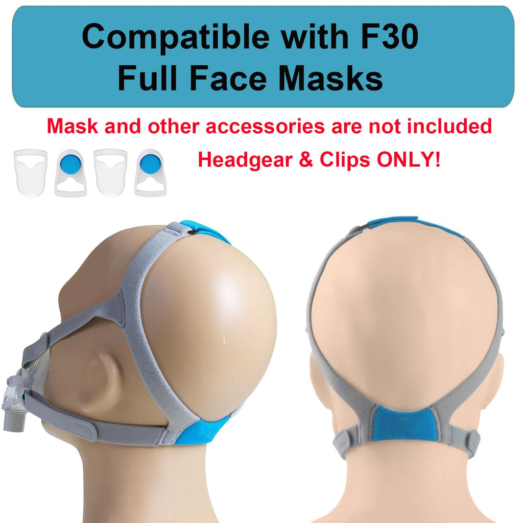 2-Pack Headgear Compatible with Airfit F30 CPAP Mask, Headgear Strap Replacement for Resmed F30, Adjustable Headband with 4 Clip