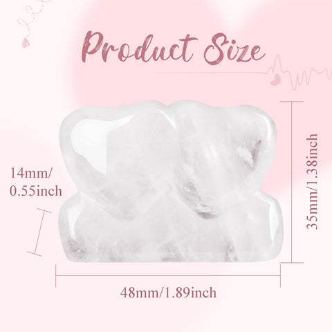 ZHIYUXI 1.8'' Clear Quartz Crystal Double Heart Stone Healing Crystal Heart Shaped Rock for Desk Decor Healing Crystals Polished