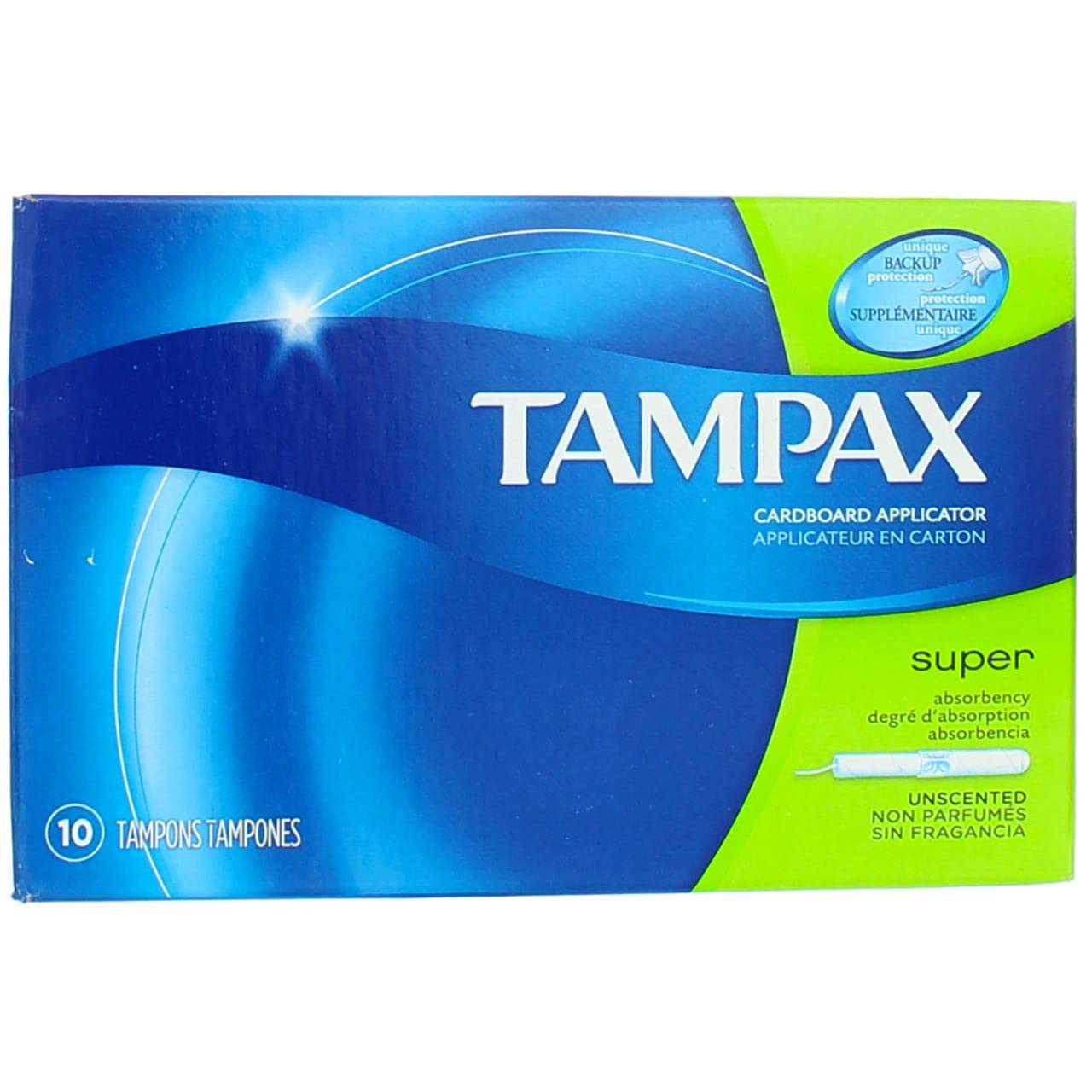 Tampax Cardboard Applicator Tampons, Super, 10/Box