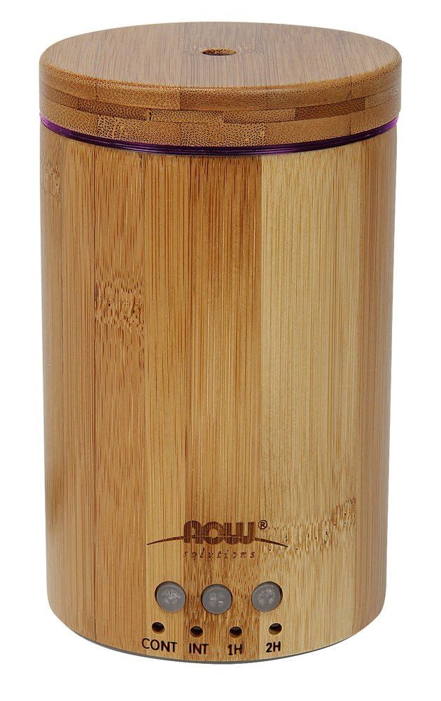 NOW Essential Oils, Ultrasonic Real Bamboo Aromatherapy Oil Diffuser, Extremely Quiet, Heat Free and Easy to Clean, Color Changi