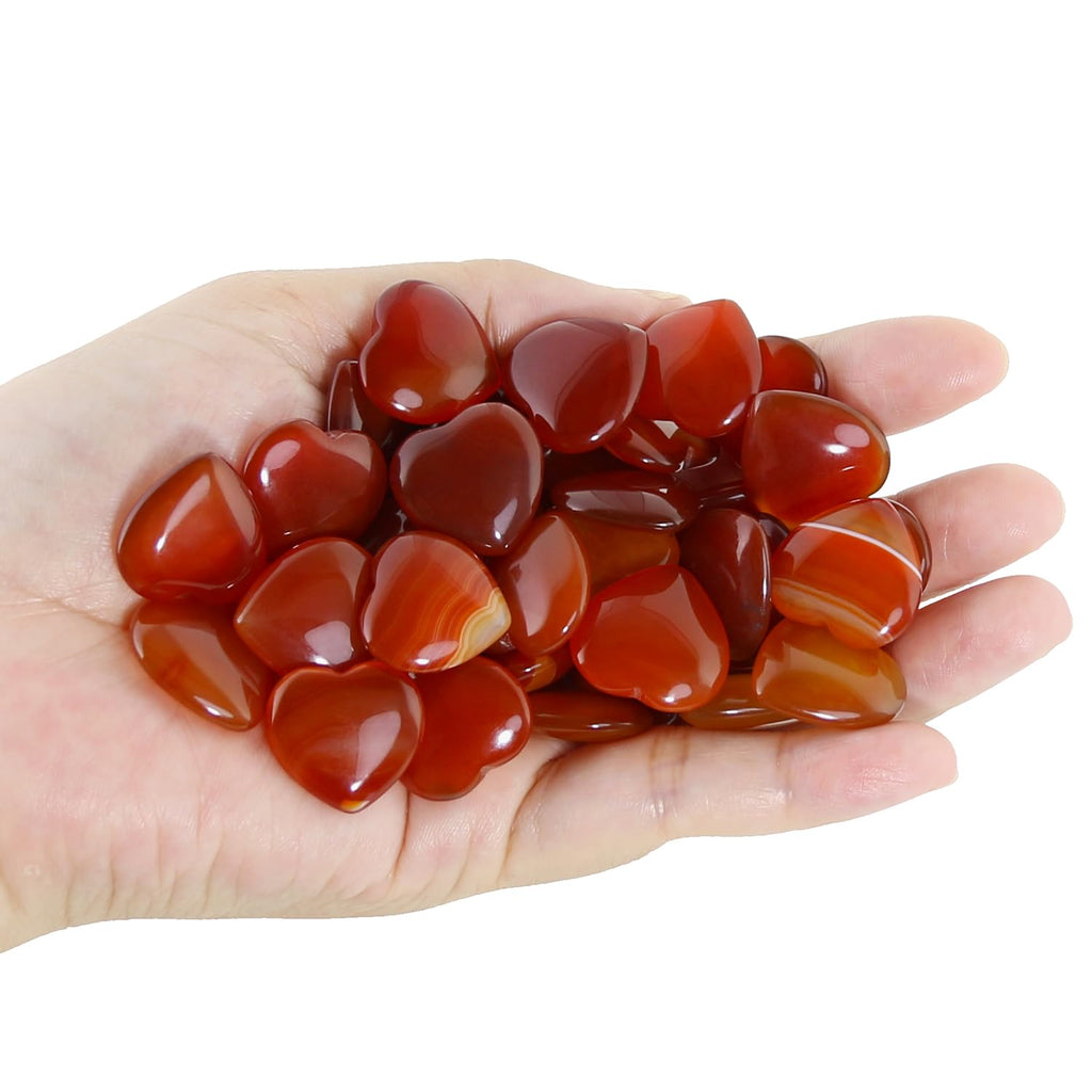 Nvzi Tumbled Polished Natural Carnelian Crystals Heart Stones, Crystals and Healing Stones Quartz Bulk for Wicca, Reiki, Healing