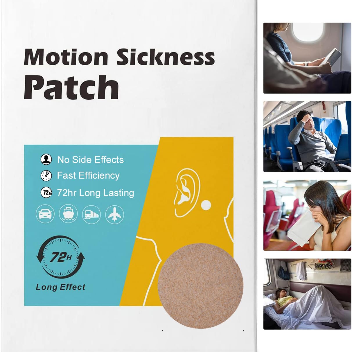 Motion Sickness Patch, Motion Sickness Patches for Kids and Adults, Sea Sickness Patch (30 Count (Pack of 1))