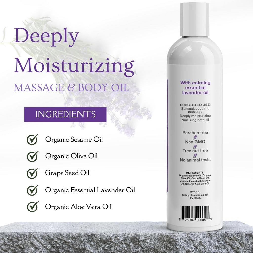 Aloe Cadabra Body Massage Oil for Men, Women, Couples, Relaxing Therapeutic Massage, Aromatherapy, Moisturizing Bath & Body Oil