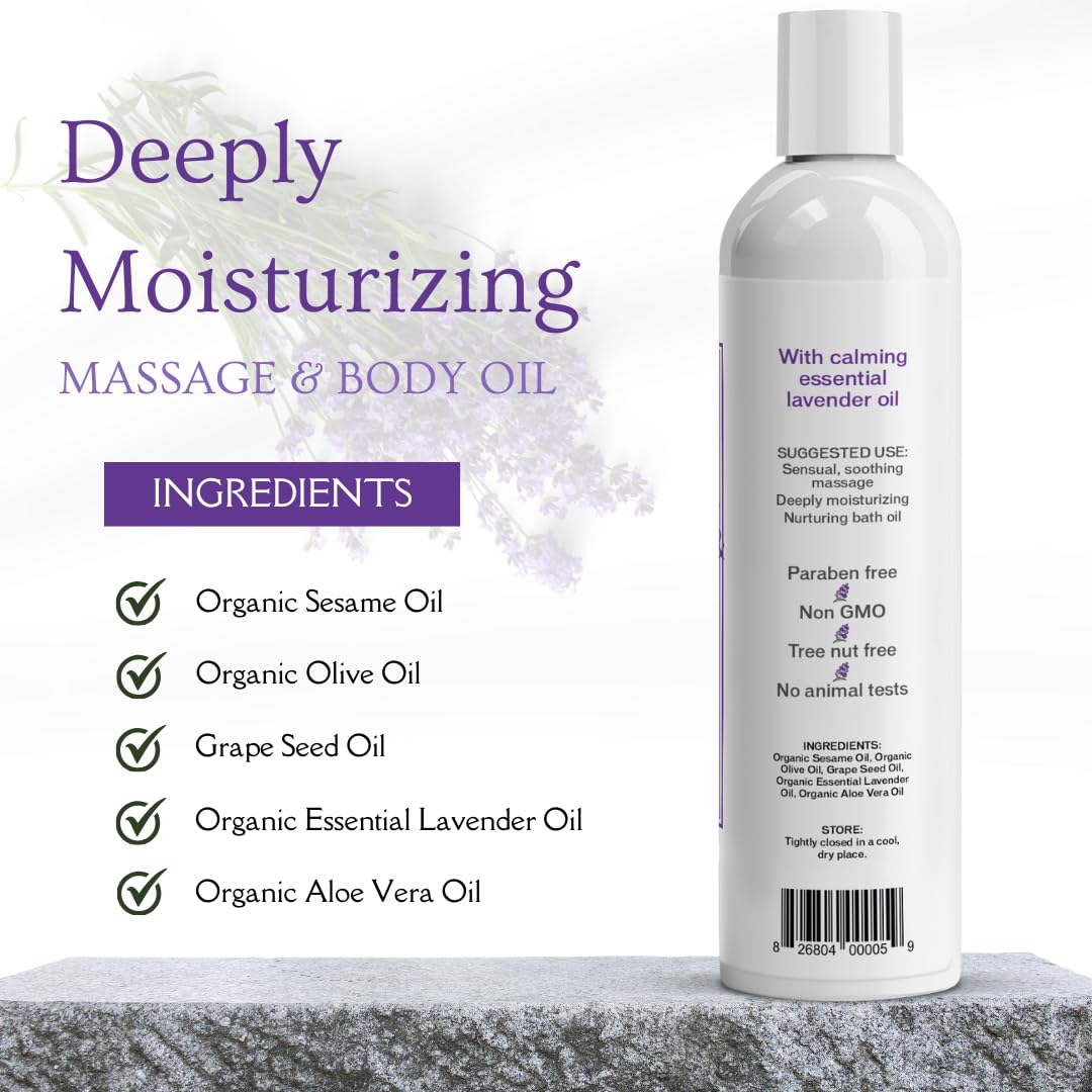 Aloe Cadabra Body Massage Oil for Men, Women, Couples, Relaxing Therapeutic Massage, Aromatherapy, Moisturizing Bath & Body Oil