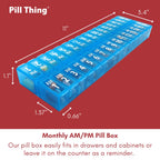 Twice-a-Day Monthly Pill Box Planner Set - AM & PM Medication Organizer for 31 Days! Set Contains 2 Organizers for One Month. (B