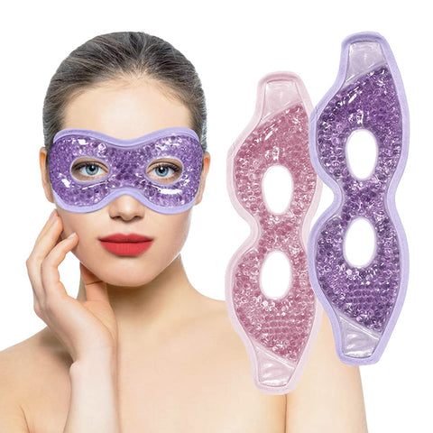 Ruzzut Cooling Gel Eye Mask with Eye Holes, 2 PCS Gel Bead Cold Eye Packs for Puffy Eyes & Swelling, Reusable Hot Cold Compress 