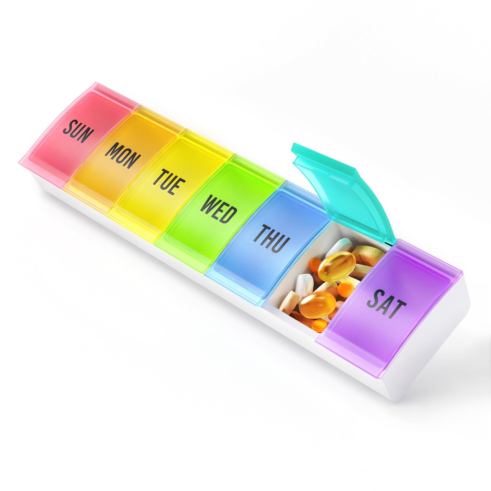VVM Weekly Pill Organizer BPA-Free, Easy Open Pill Box 7 Day with Secure Closure, Medicine Pill Organizer for Users with Arthrit