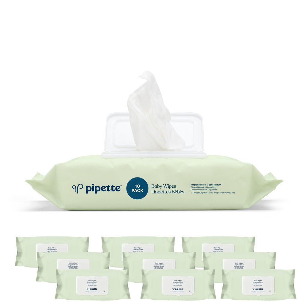 Pipette Baby Wipes | Natural Plant-Derived Fibers | Unscented, Water-Based & Alcohol-Free for Sensitive Skin | Newborn Essential