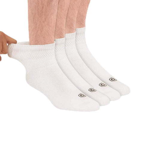 Doctor's Choice Diabetic Socks for Men, Seamless Ankle Socks with Non-Binding Top, Provides Extra Comfort for Gout, 4-Pairs, Whi