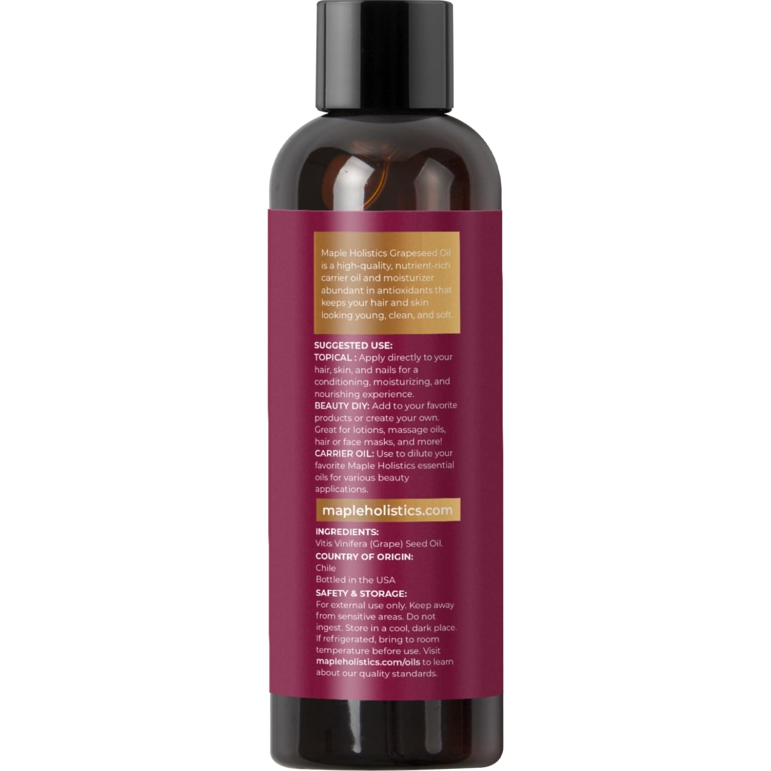 Pure Grapeseed Oil for Skin Care - Cold Pressed Grape Seed Oil Liquid for Skin with Moisturizing Carrier Oil for Essential Oils