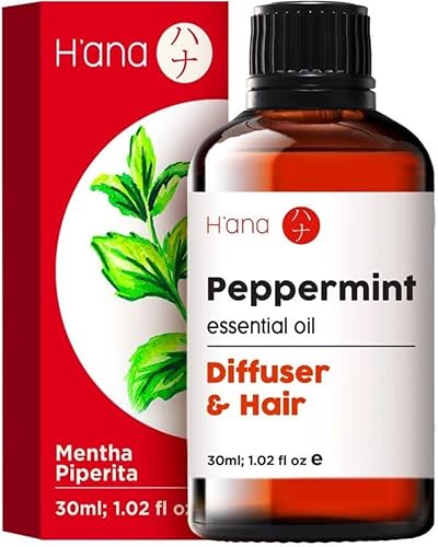 Hana Peppermint Essential Oil - 100% Pure and Natural Peppermint Oil for Hair, Skin, and Diffusing - with a Cool, Fresh Sensati