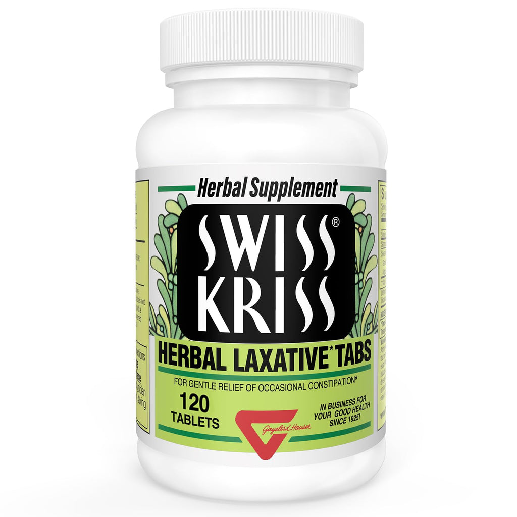 Swiss Kriss Herbal Laxative Tablets, Gentle & Natural Laxatives for Constipation Relief for Adults & Children Over Age 6, Works 
