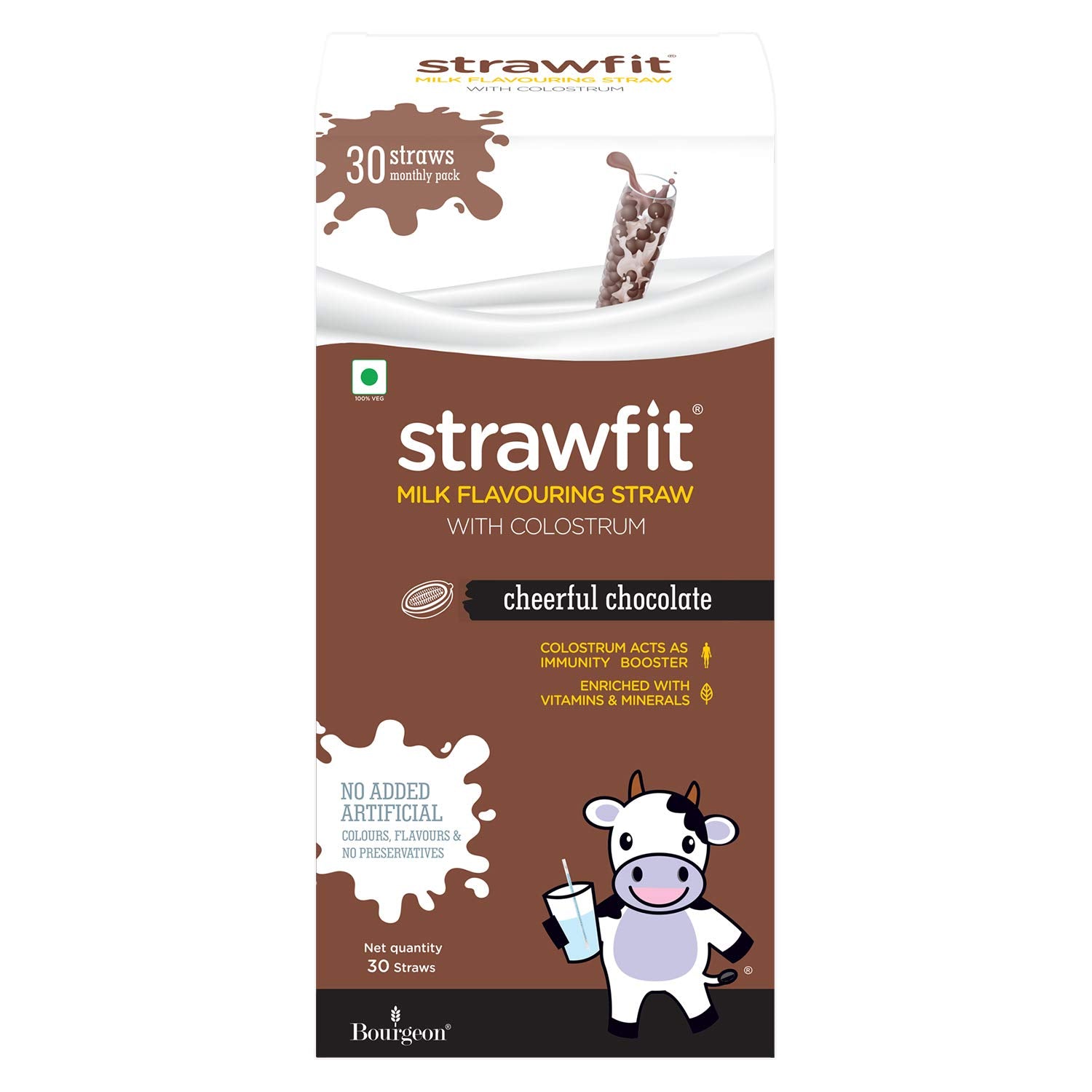 Strawfit Cheerful Chocolate Flavoring Straws with Colostrum for Immunity | Yummy and Nutritious and Healthy Choice | New Way of 