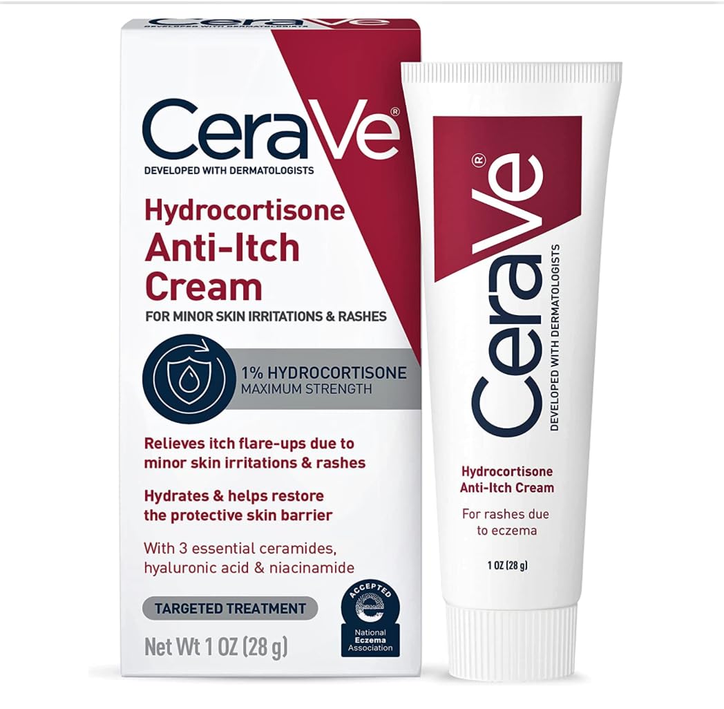 CeraVe Hydrocortisone cream 1% | 1 ounce | eczema treatment & dry skin itch relief cream | fragrance free, 1 Ounce