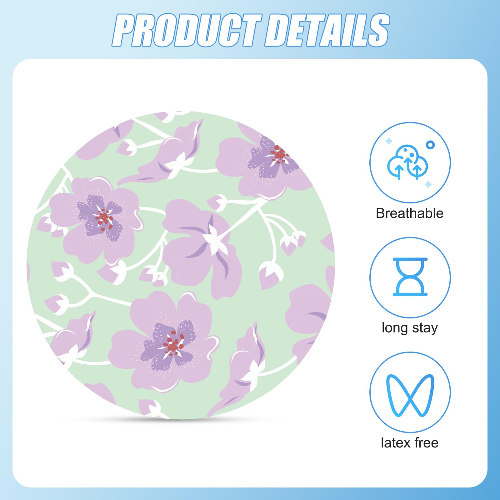 25pcs Adhesive Patches for Libre 2 or 3, CGM Overpatches, Sensor Covers Flower Print, Medical Breathable & Waterproof Glucose Su