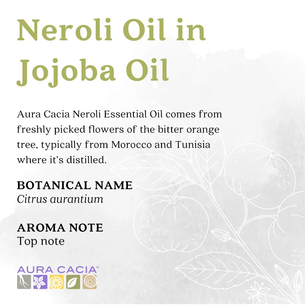 Aura Cacia Neroli Oil in Jojoba Oil | GC/MS Tested for Purity | 15ml (0.5 fl. oz.)