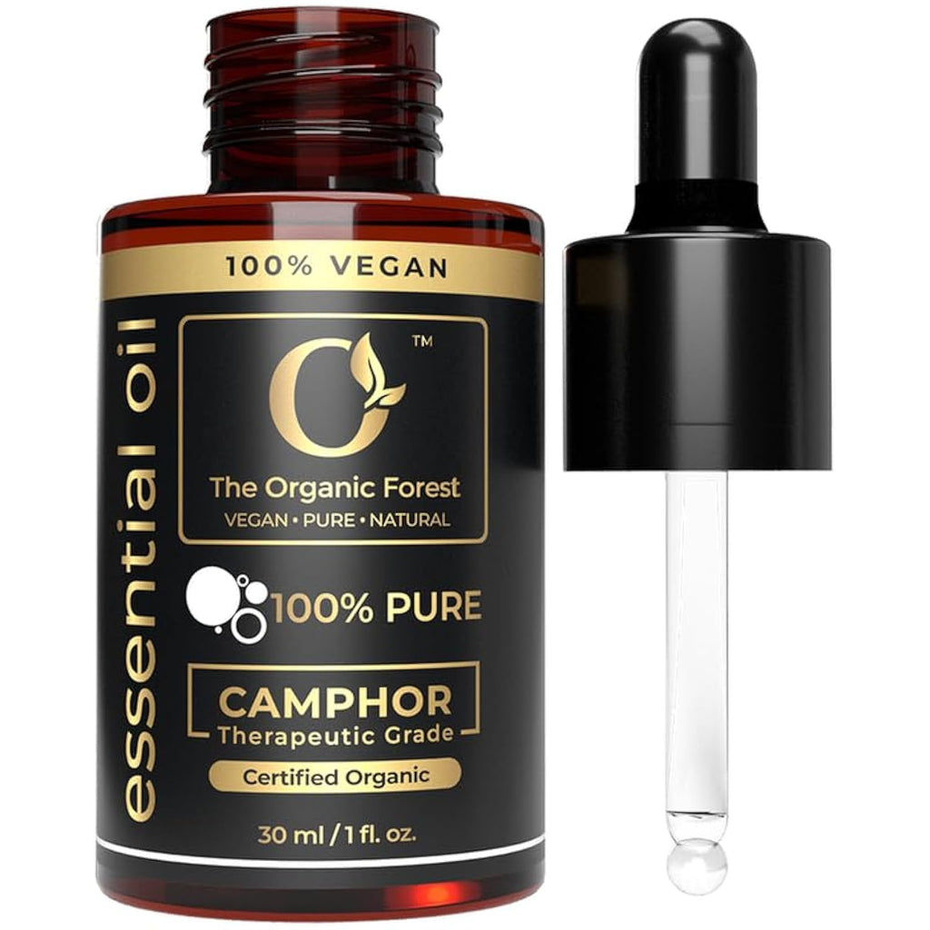 USDA Organic Camphor Essential Oil - 100% Pure, Natural, Steam Distilled Camphor Oil for Aromatherapy, Skin and Hair Care - Ther