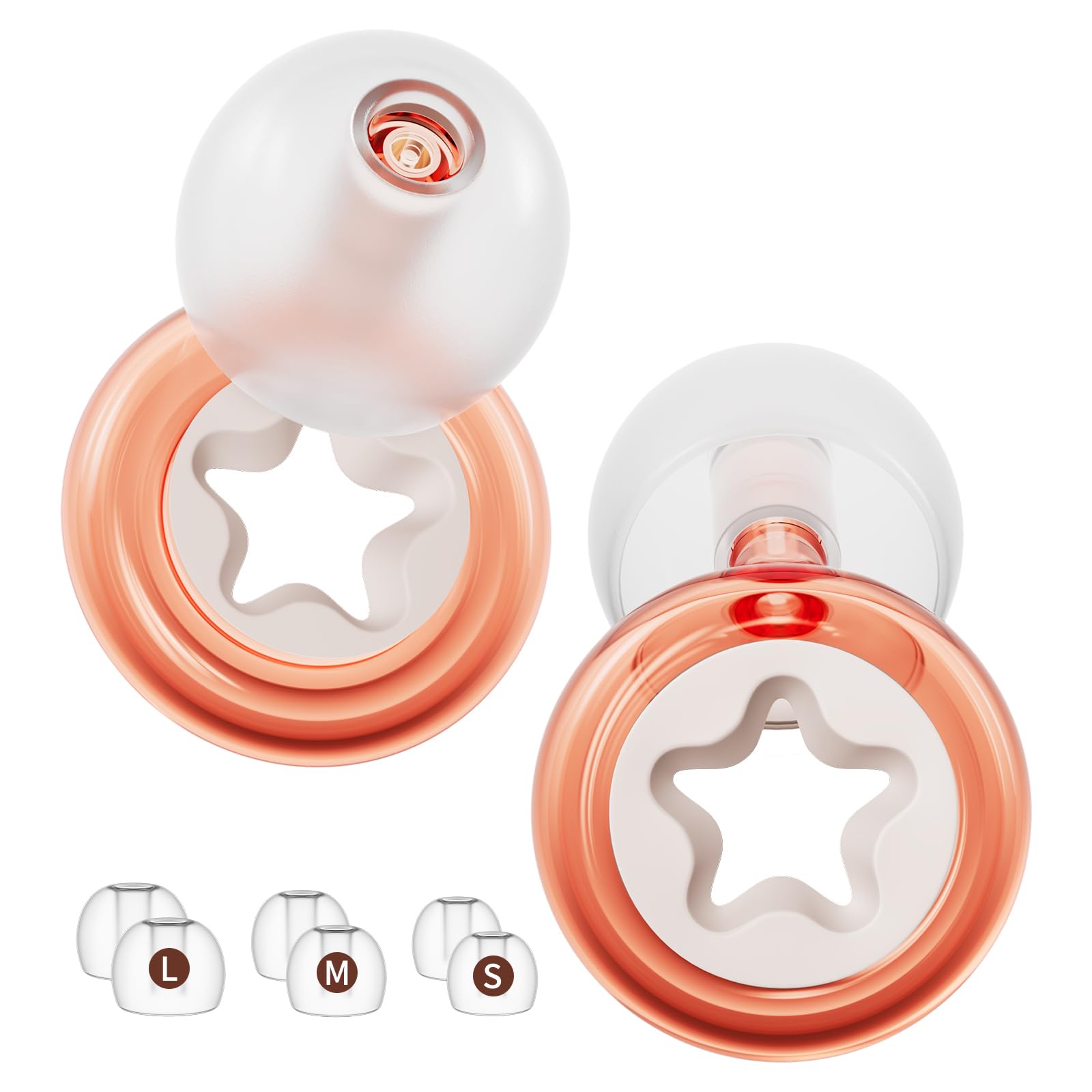 Noise-Canceling Earplug for Sleeping Transparent Ring Hearing Protection,Noise Canceling and Washable,3 Pairs S-L Ear Plugs,-26 