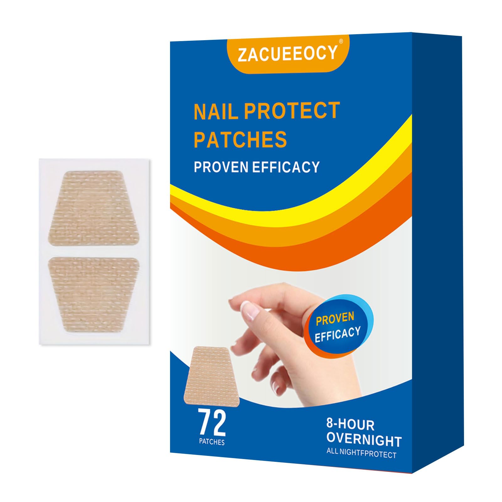 ZACUEEOCY 72PCS Nail Treatment Patches for Toenail and Fingernails, Nail Repair Patches Extra Strength 8-Hours Overnight Care an