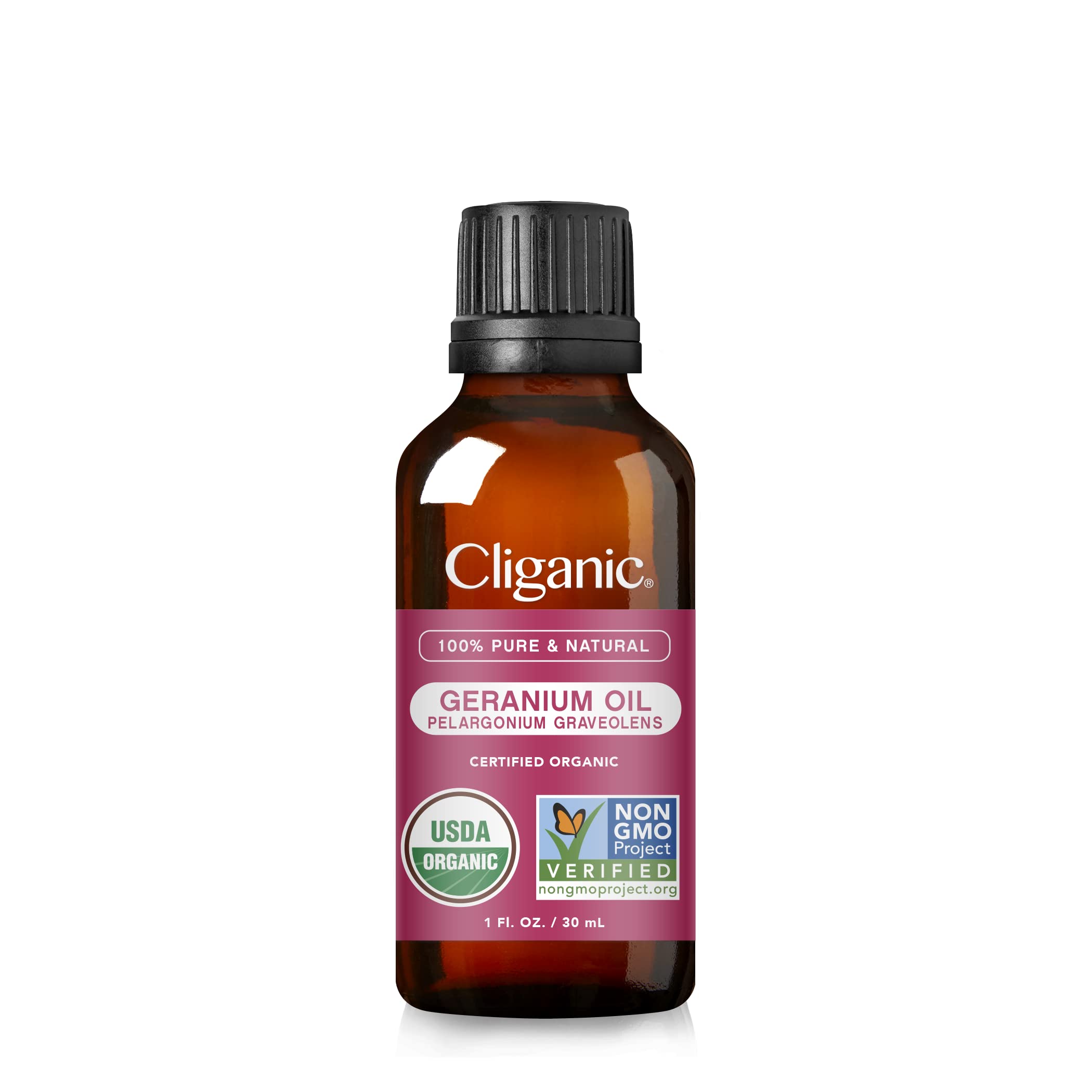 Cliganic Organic Geranium Essential Oil, 100% Pure Natural for Aromatherapy | Non-GMO Verified