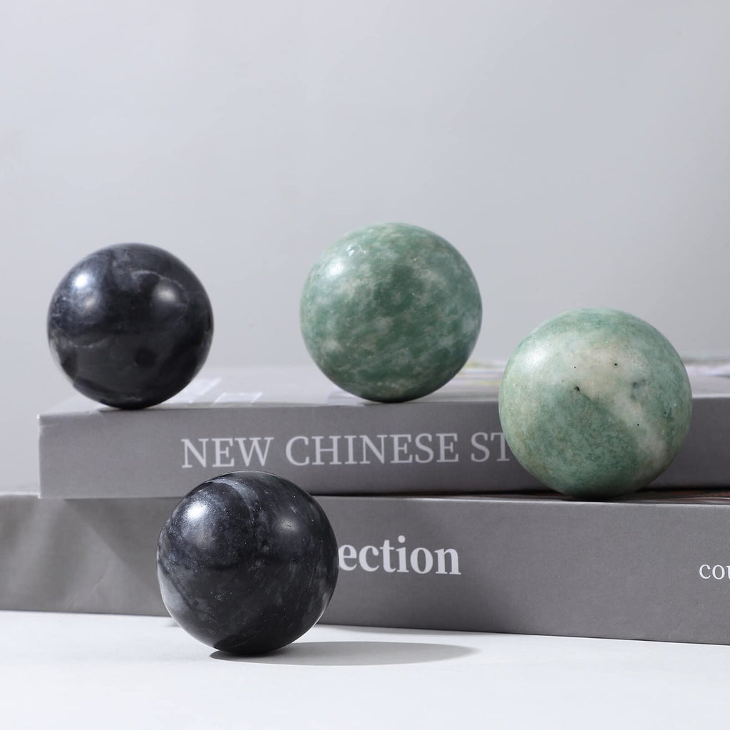 MAGICLULU 4Pcs Solid Baoding Balls Chinese Health Exercise Massage Balls Marble Stone Massage Baoding Balls for Hand Muscle Exer
