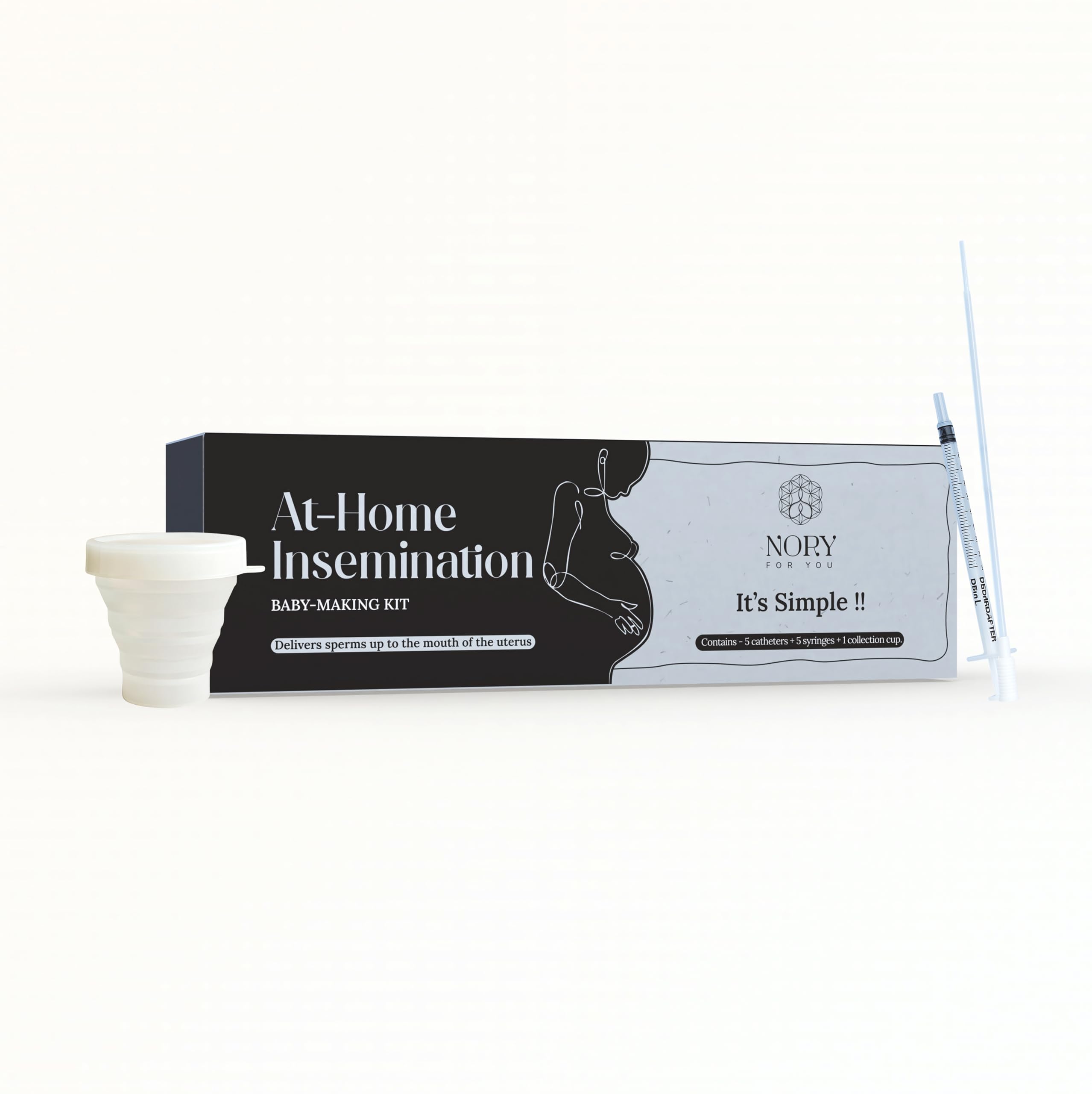 Nory At Home Self Insemination Ivi Kit For Women, Designed By Fertility Doctor, Get Pregnant Naturally, Pack Of 5 Catheters, 5 S