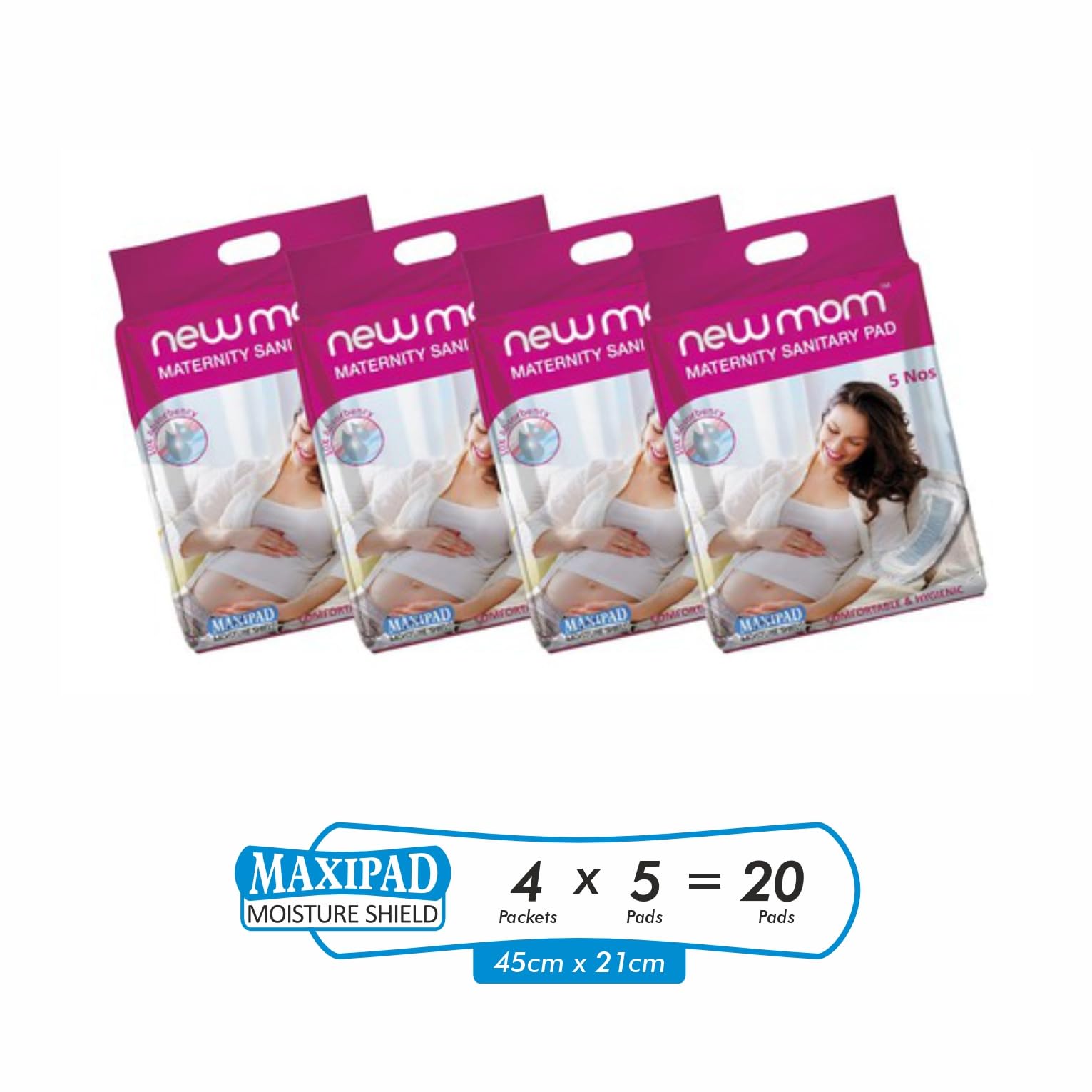 Newmom Maternity Pads  Maxi, 5 Piece * Pack Of 4 (White).
