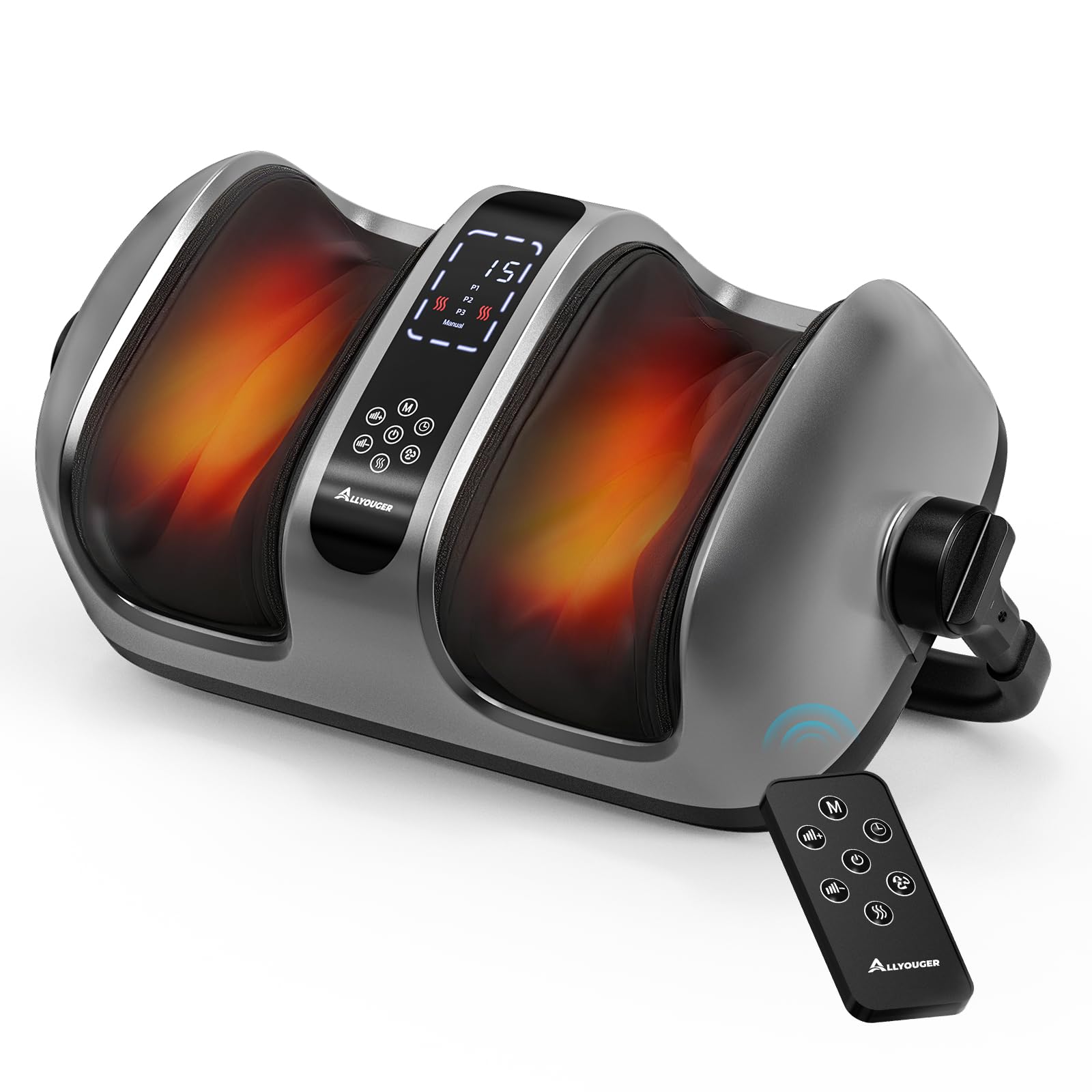 ALLYOUGER Foot Massager with Heat - Shiatsu Deep Kneading Machine for Plantar Fasciitis, Neuropathy & Circulation - 5 Intensitie